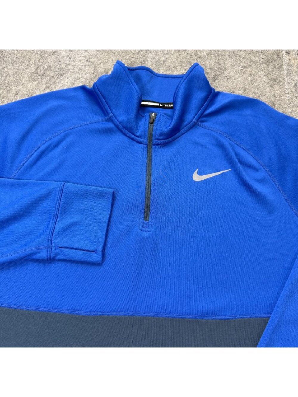 Nike DRI-FIT 1/4 Zip Running Pullover Shirt Men 2XL Blue Colorblock Thumbholes z